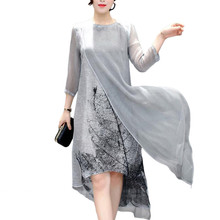 2018 Plus size 4XL Summer Dress Irregular Women Dress Printed Loose Mid length Dresses Vestidos de Festa Oversized Mori Girls 2024 - buy cheap