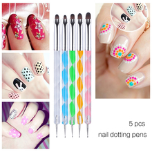 5pcs/set Nail Art Design Brush Pen Double Head Dotting Pen Manicure Tools Painting Pen Nail Art Rhinestones Tool Random Color 2024 - buy cheap