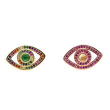 2019 new arrived gold color metal turkish evil eye stud stud earring for women green red cubic zirconia rainbow gorgeous jewelry 2024 - buy cheap
