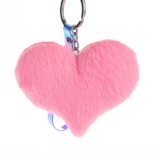 Модный плюшевый цветной помпон, милый брелок в форме сердца, женская сумка, автомобильный кулон, многоцветный милый брелок для ключей, подар... 2024 - купить недорого