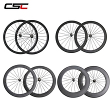 CSC-ruedas de carbono chinas de 24mm/38mm/50mm/60mm/88mm, tubulares o Clincher, juego de ruedas de Ciclismo de calidad, superficie de freno balsal de carbono 2024 - compra barato