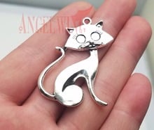 10pcs/lot--31x45mm, Antique silver plated cat charms,DIY supplies,Jewelry accessories 2024 - buy cheap