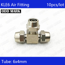 Free shipping 10PCS/LOT Pneumatic Fittings 6mm to 6mm to 6mm Hose Pipe Quick Joint Coupling Connectors Nickel Plated Brass  KLE6 2024 - buy cheap