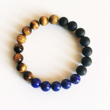 Stress Relief Bracelets Matte Black Onyx Lapis Lazuli & Tiger Eye Bracelet Mans 8MM Stone Beaded Bracelet Yoga Jewelry For Men 2024 - buy cheap