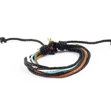 Tmzy pulseiras artesanais trançadas, pulseiras masculinas e femininas de couro com corda e alça de punho punk 2024 - compre barato