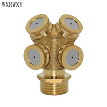 4 Hole Brass Spray Misting Nozzle Garden Sprinklers Irrigation Fitting Jardim Home Watering Garden Tools 1/2 male 1PCS 2024 - buy cheap