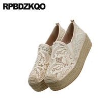 Fisherman Muffin Women Espadrilles Hemp Wedge Thick Sole Elevator Korean Mesh Creepers Platform Shoes Breathable Lace Large Size 2024 - buy cheap