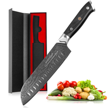 Mokihand-cuchillos profesionales de Damasco Santoku, utensilio de cocina japonés VG10 de 7 pulgadas, 67 capas, de acero, con mango G10 2024 - compra barato