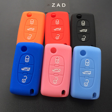 ZAD Silicone rubber car Key Fob Cover shell protector case for Citroen C1 C2 C3 C4 C5 C6 C8 3 Button key case 2024 - buy cheap