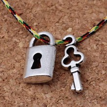 20pcs/lot Vintage Zinc Alloy Couple Charms Handmade Lock Key Design Necklace Pendants Accessories DIY Jewelry Making Women Men 2024 - buy cheap