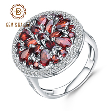 Женское кольцо для коктейлей gemb's BALLET, Винтажное кольцо из стерлингового серебра 925 пробы с натуральным красным гранатом, 3,88ct 2024 - купить недорого