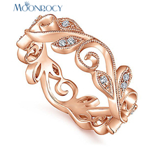 MOONROCY Cubic Zirconia Jewelry CZ  Wedding Crystal Party Rings Rose Gold / Silver Color for Women Girls Gift Dropshipping 2024 - buy cheap