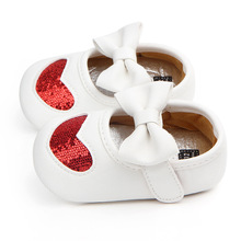Cute Newborn Baby Girl Shoes First Walkers Love Heart Sequin Bow Princess Shoes Enfant Moccasins PU Soft Sole Toddler Shoes Girl 2024 - buy cheap