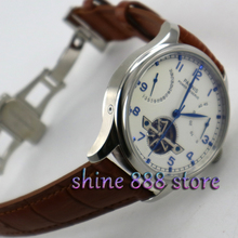 Parnis-reloj mecánico automático para hombre, pulsera con cierre desplegable, con fecha de reserva de energía, color blanco, 43mm 2024 - compra barato