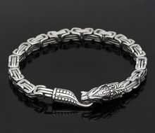 Cadena estilo vikingo nórdico de acero inoxidable para hombre, brazalete con amuleto, Odín, Lobo, Rey, 23cm 2024 - compra barato