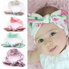 TWDVS Kids Girls Cute Flower Knot Elastic Hair Band Kids Cotton Ring Hair Accessories Newborn Rabbit ears Headband W219 2024 - buy cheap