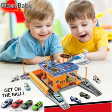 2021 New 4 types Children assembling track car racing beauty car wash repair Level boy multi-layer simulation car park toy set 2024 - buy cheap