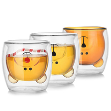 Taza de leche de oso de dibujos animados, vaso de café de vidrio transparente de doble vidrio, Animal lindo, regalo, taza de desayuno, 230ml 2024 - compra barato