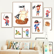 Canvas Pictures Home Decor Painting Pirate Treasure Hunt Ship Nordic Cartoon Style Wall Art Watercolor Prints Poster Kids Room 2024 - buy cheap