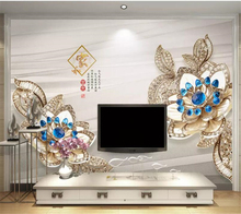 Beibehang-papel tapiz fotográfico 3d de mural personalizado, hermoso diseño europeo de zafiro 3d, flor de metal, joyería, papel de pared de fondo, murales en 3d 2024 - compra barato