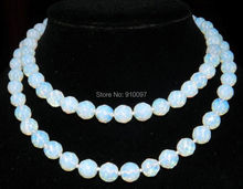 free shipping >10mm faceted White Opal Round Beads Necklace 32 " 2024 - buy cheap