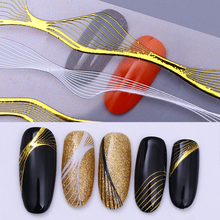 Gold 3D Nail Sticker Curve Stripe Lines Nails Stickers Gradient Adhesive Striping Tape Nail Foil Nail Art Stickers Decals Silver 2024 - buy cheap