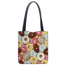 Donuts-Bolso de mano personalizado, tejido de lienzo estampado, ecológico, de un solo hombro, hecho a medida 2024 - compra barato