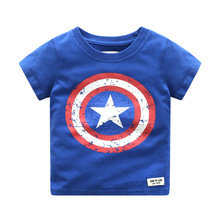 Летняя футболка для маленьких мальчиков с принтом «Капитан Америка», Детская футболка с короткими рукавами из чистого хлопка, одежда для мальчиков, 2019 2024 - купить недорого