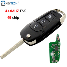 OkeyTech-mando a distancia plegable para Ford, llave FSK de 433MHz con Chip ID49, 3 botones de repuesto, para Ford Mondeo Escort 2024 - compra barato