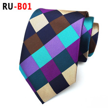 2018 New Silk Jacquard 8 cm Fashion Plaid Tie Suit Business Tie 2024 - buy cheap