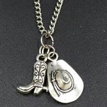 Fast shipping Cowboy boots & cowboy hat Necklace Pendants Charms  Collar Statement Women Accessories Jewelry  Holiday Gifts 2024 - buy cheap