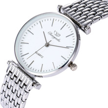 Relógio feminino, relógio de pulso de quartzo prateado, de aço inoxidável, clássico, redondo, da moda, para mulheres 2024 - compre barato
