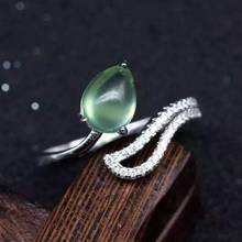 Женское кольцо из серебра 100% пробы, с зеленым драгоценным камнем 6 х8 мм 2024 - купить недорого