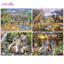 Full Square 5D DIY Diamond Painting"Tiger Elephant Leopard Giraffe" 3D Embroidery Cross Stitch Rhinestone Mosaic Painting Decor 2024 - buy cheap