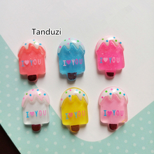 Tanduzi 100pcs Wholesale Flatback Resin Cabochons Kawaii Colorful Popsicle Ice Lolly DIY Decorative Resin Crafts Scrapbooking 2024 - buy cheap