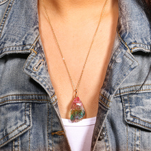 Семь цветов натуральный камень обернуть кристалл кулон Прозрачный Многоцветный Ожерелье Цепочка Ожерелье 2024 - купить недорого