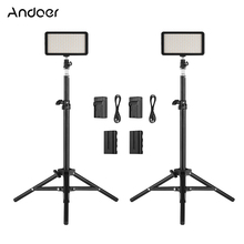 Andoer-Kit de luz LED para cámara DSLR, incluye 2 uds. De luz LED regulable para vídeo, soporte de luz, batería y cargadores de batería para ILDC 2024 - compra barato
