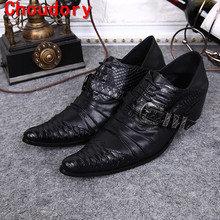 Zapatos hombre mens shoes high heels pointy wedding shoes black genuine leather formal shoes men snake skin fashion loafers 2024 - buy cheap