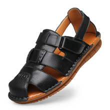 New Men Sandals Summer Leather Cowhide  Beach Sandals Male Toe  Outdoor  Men's Casual  Shoes 2024 - buy cheap
