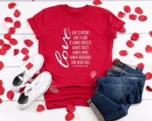 Namorados amor nunca falha t camisa 1 coríntios 13 bíblia versículo cristão namorados amor slogan paixão moda feminina tumblr t 2024 - compre barato