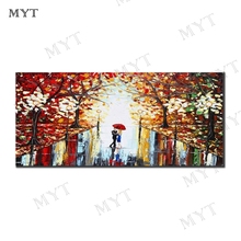 MYT 100% Hand-painted Free Shipping Colorful Oil Painting On Canvas Street After The Rain Wall Art Pictures Living Room Wall Art 2024 - buy cheap