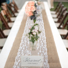 Elegant Jute Table Runner Burlap Lace Table Cloth Wedding Party home Decoration Tablecloth table runners modern for dining table 2024 - buy cheap