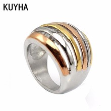 Women trendy Anniversary gift brand Geometry Knuckle Ring Exquisite rose/golden/silver color mix ring Bridal Wedding Jewelry 2024 - compre barato