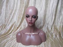 Realistic Black Fiberglass Female Fiberglass Wig Mannequin Head Bust For Hat Display 2024 - buy cheap