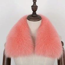 Collar 100% Real Fur Genuine Whole Skin Blue Fox Fur Collars Natural Women Lady Real Fox Fur Collars Scarves Furry Fur Wrap L43 2024 - buy cheap