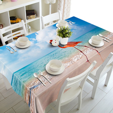 3D Tablecloth Merry Christmas Sea Beach Blue Sky Pattern Waterproof Cloth Thicken Rectangular and Round Wedding Table Cloth 2024 - buy cheap