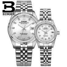 Switzerland BINGER Men & Women Automatic Mechanical Watches Luxury Brand Sapphire Waterproof Diamond Couples' Clock BG-0373-L 2024 - buy cheap