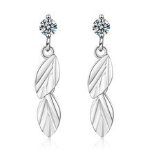 New Temperament Fresh And Delicate Leaves 925 Sterling Silver Jewelry Super Fairy Crystal Leaf Exquisite Stud Earrings SE865 2024 - buy cheap