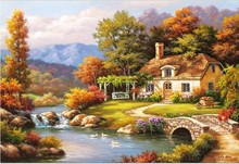 Belas pinturas a óleo da paisagem artesanal 100%, pintura moderna da parede para a decoração da casa sala de estar, arte da lona 2024 - compre barato