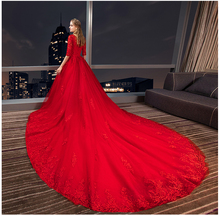 2020 white red Wedding Dresses ball gown Sexy appliques beading Vintage wedding Gown long train bridal gown Vestido De Noiva 2024 - buy cheap